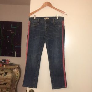CAbi Johnny Crop Tuxedo Stripe Jeans Size 4